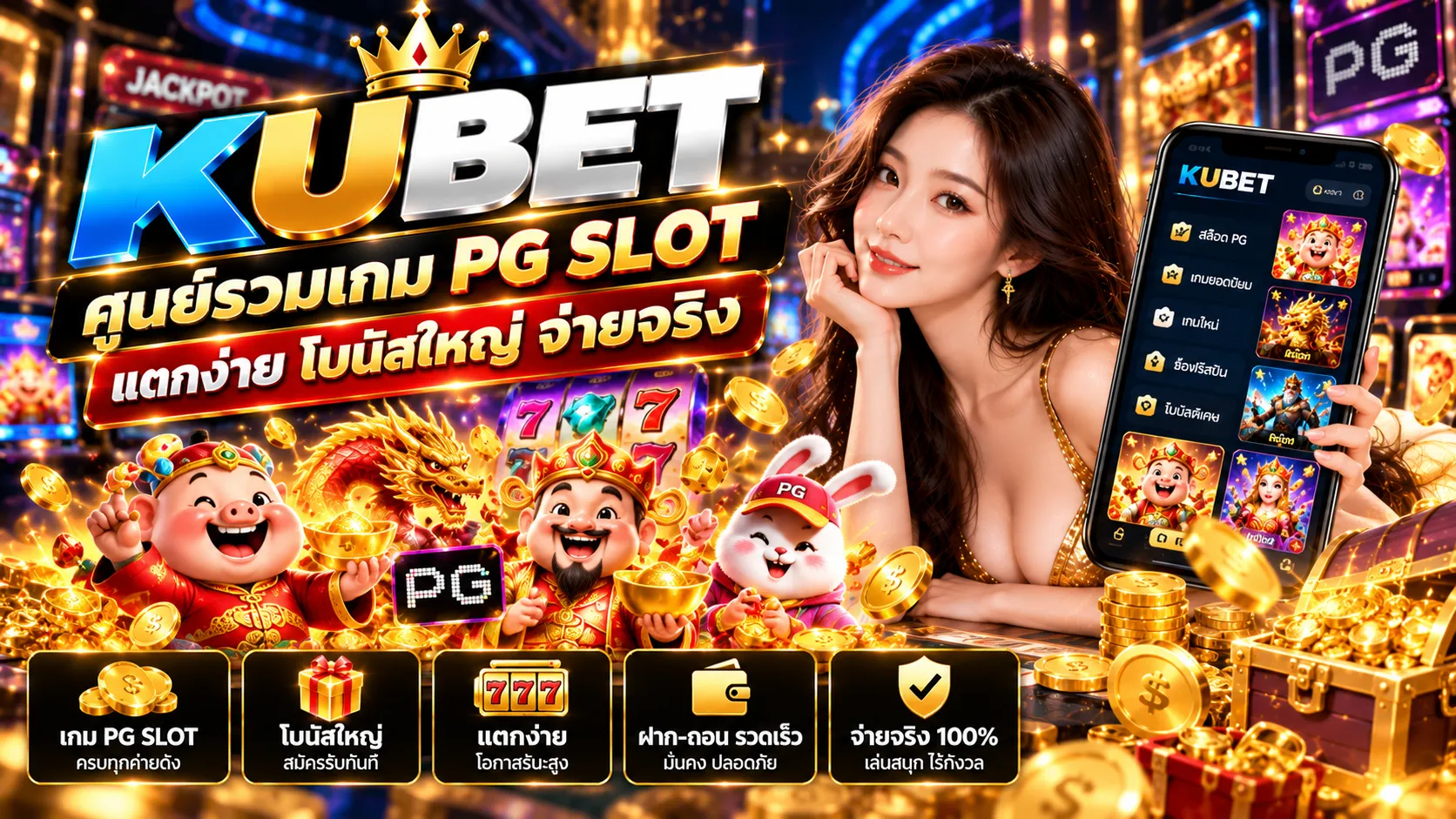KUBET ศูนย์รวมเกม pg slot แตกง่าย โบนัสใหญ่จ่ายจริง